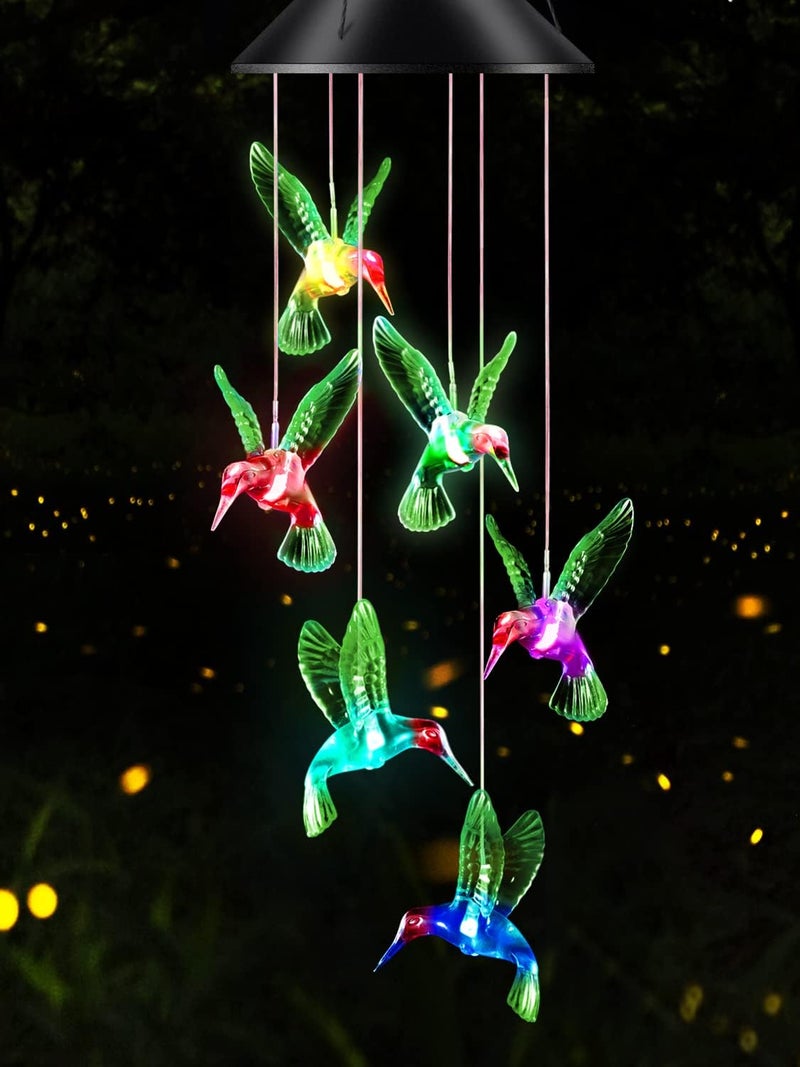 DesGully Gifts for Mom from Daughter Son Husband LED Solar Hummingbird Wind Chimes Indoor Outside Best Gifts for Mothers Day Birthday Grandma Women Who has Everything Outdoor Decor,Yard Decorations - Image 1